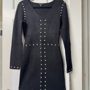 VERSONA Sweater dress XS Black V Neck Long sleeve very soft w/o ribbing NWOT